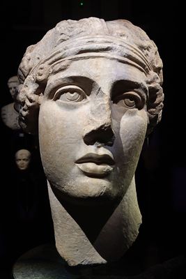 Istanbul Archaeology Museum Sappho or Aphrodite type colossal head 2nd C CE Smyrna 3678.jpg