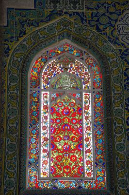 Istanbul Şehzade complex Tomb of Şehzade Mehmed interior Stained glass window in 2015 1376.jpg