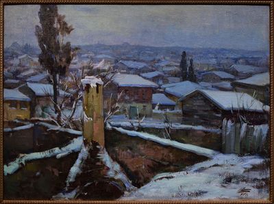 Istanbul Museum of Painting and Sculpture, Snowy landscpe from Istanbul, Sami Yetik 1878-1945 4450.jpg