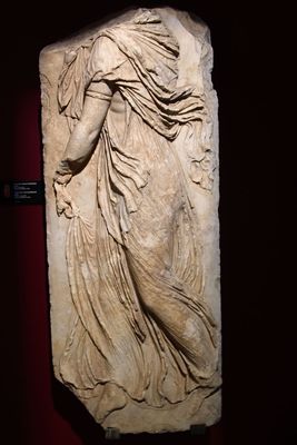 Istanbul Archaeology Museum Relief of dancing Maenad mid-2nd C BCE Pergamon 4274.jpg