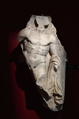 Istanbul Archaeology Museum Relief of Genius 2nd C BCE Pergamon Zeus Altar 3638.jpg