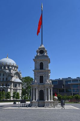 Nusretiye Mosque exterior and clock tower from square to its south in 2024 5614.jpg