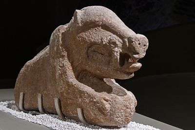 Urfa museum Göbeklitepe Painted boar statue Neolithic Age from Building D in 2024 7326.jpg