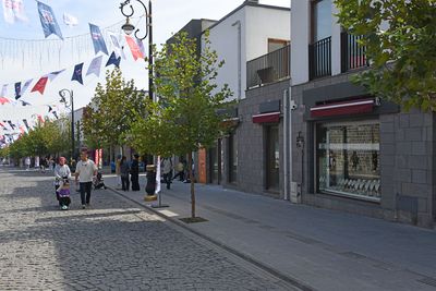 Modern buildings in an old town