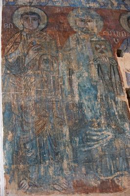 Akdamar Church fresco Scene with Saints on left straight wall at altar 4197.jpg