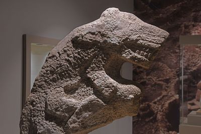 Urfa museum Karahantepe Human statue with leopard on back Neolithic Age in 2025 9265.jpg