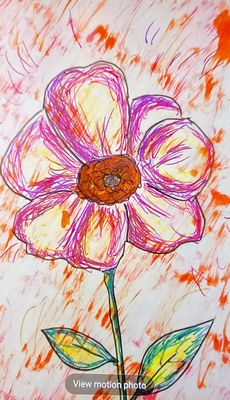 Pink Daisy pen and ink