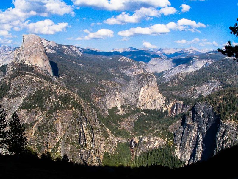 Half Dome, Liberty Cap, Veral Falls and Nevada Falls