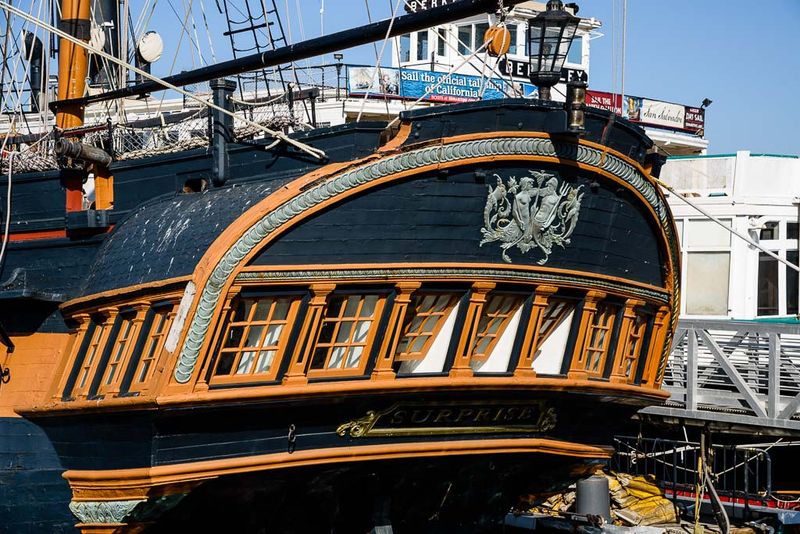 HMS Surprise, a 179-foot replica of the 18th century 24-gun British Royal Navy frigate