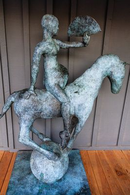 Metal Sculpture On Boardwalk