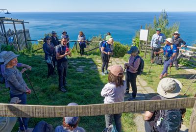 Hikers along the Cinque terre trail