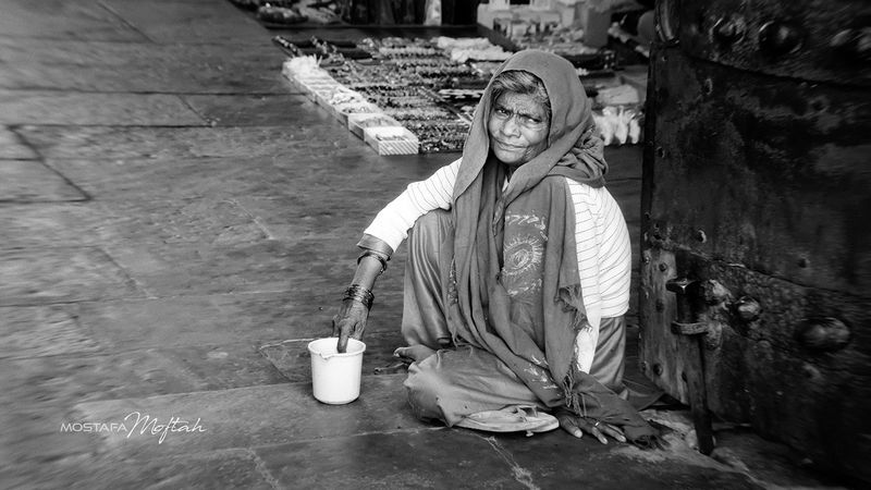 Sat by the Door (B&W ver.) | Agra, India