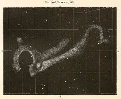 Early drawing of M17 by Herschel in 1837
