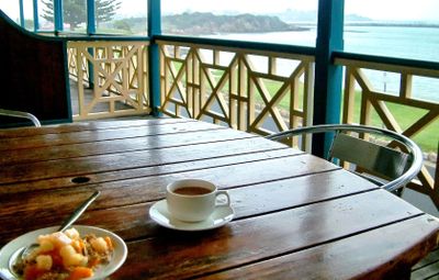 A well protected verandah for an early morning breakfast