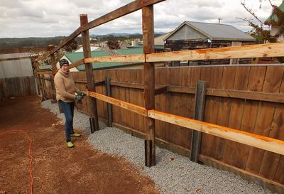 Today, we finished putting up new rails in between showers and the wind!