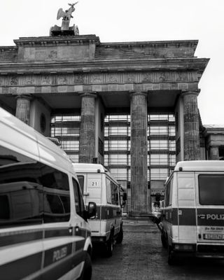 Heavily-policed Brandenburg Gate