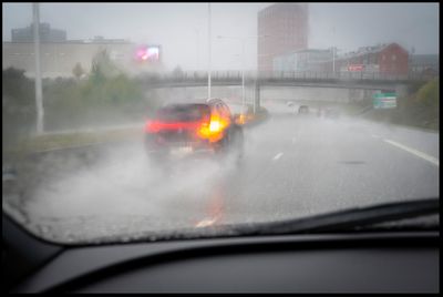 Heavy rain on the highway at Hyllie/Malmö