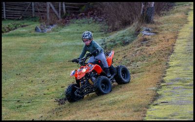 Matheo (6,5 years old) driving his christmas present ATV