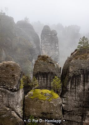 Rocks and fog