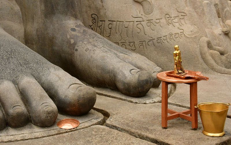 At the feet of the Gommateshwara statue - India-2-1030