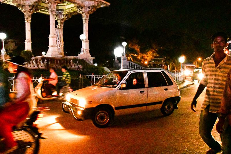 Night traffic near Mysuru Palace  India-2-1796