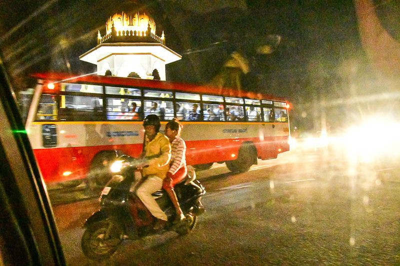 Night traffic near Mysuru Palace  India-2-1801
