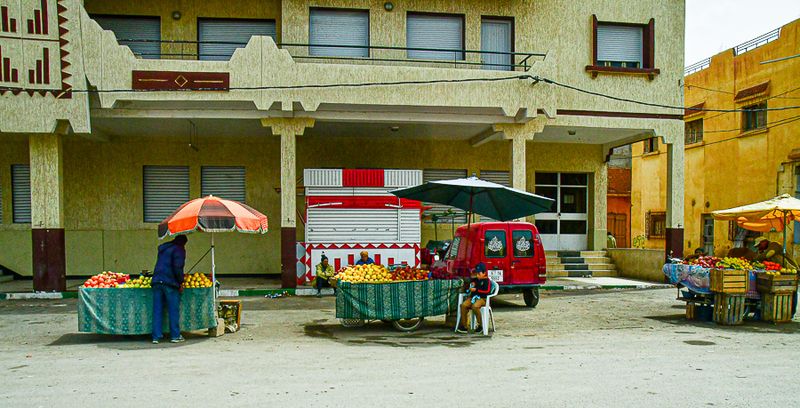 04 02 Produce venders in a small town along the way Moroc-4066