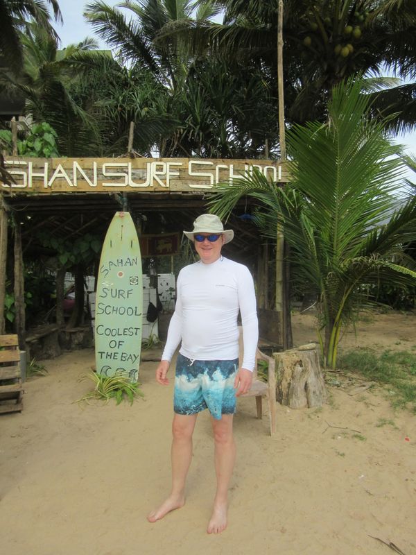 Pete has a go at surfing
