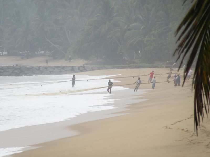 Fishermen pulling in the catch