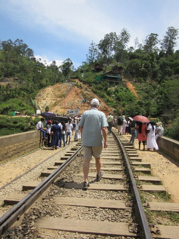 Pete walking over the bridge