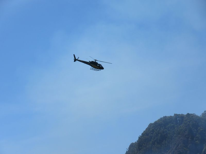 Helicopter just dropped off guests to the posh resort and spa