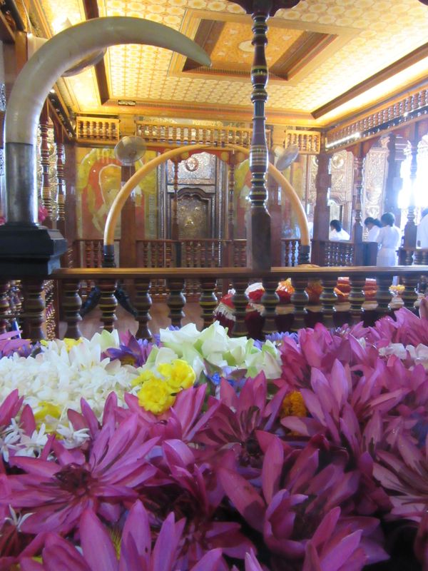 The shrine is flanked by elephant tusks