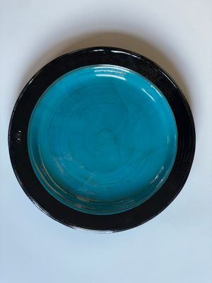 Large turquoise and black plate 