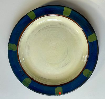 Cream Plate Cobalt Rim with 7 Chrome Splashes