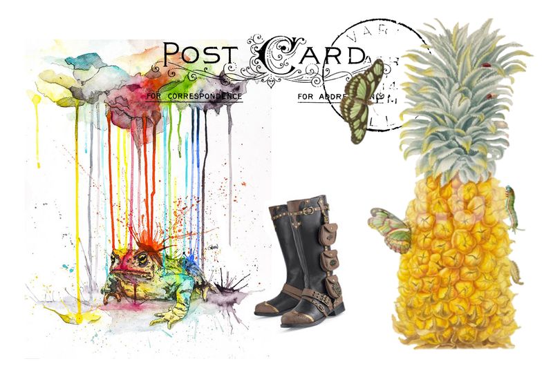 Postcard 6x4 finsihed Pineapple boots frog.jpg