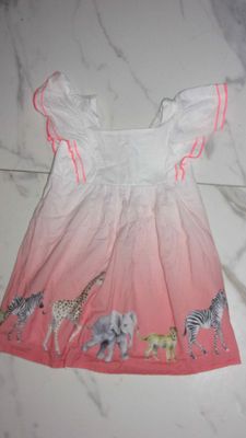 98-104 roze witte  DIEREN jurk  14,00