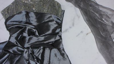 34 CHERLONE zilver feestjurk detail