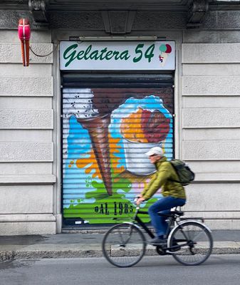 Cyclist passing by