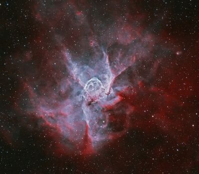 NGC2359 or Thor's Helmet in Hydrogen Alpha And Oxygen
