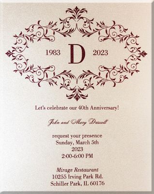 John and Mary Driscoll's 40th wedding anniversary celebration on March 5, 2023
