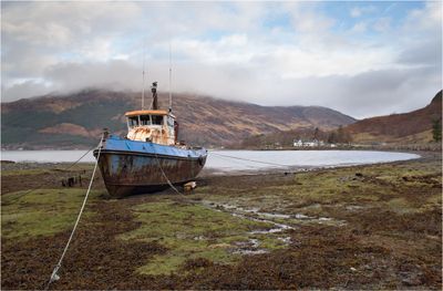 Abandoned trawler. Loch Duich, Scottish Highlands.