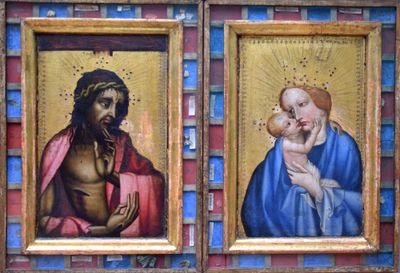 Master of Heiligenkreuz, Man of Sorrows, Virgin and Child (1400/10)