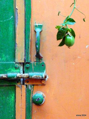 verde y naranja