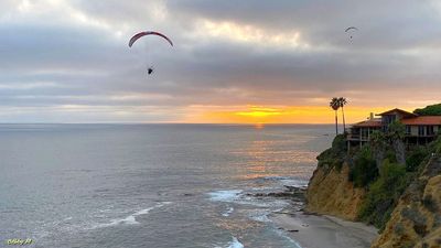 Paragliding at sunset