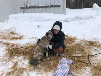 Sarah with dropped dog