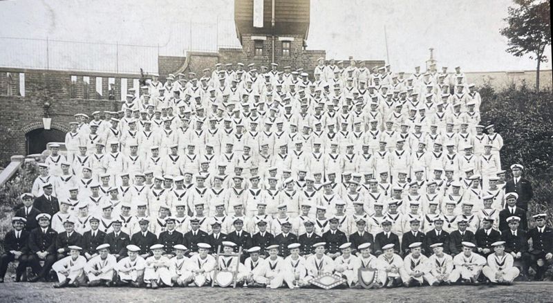 UNDATED - GROUP (APROX 500) BOYS, OFFICERS AND INSTRUCTORS WITH TROPHIES.jpg