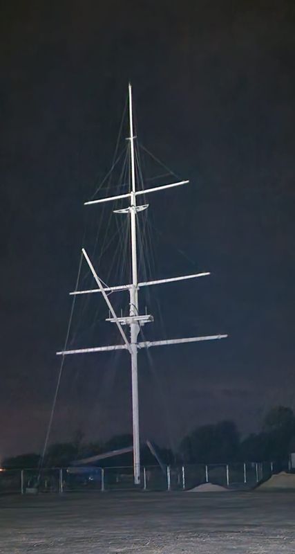 2023, 22ND AUGUST - ED HUNT, THE MAST LIT UP AGAINST THE NIGHT SKY..jpg