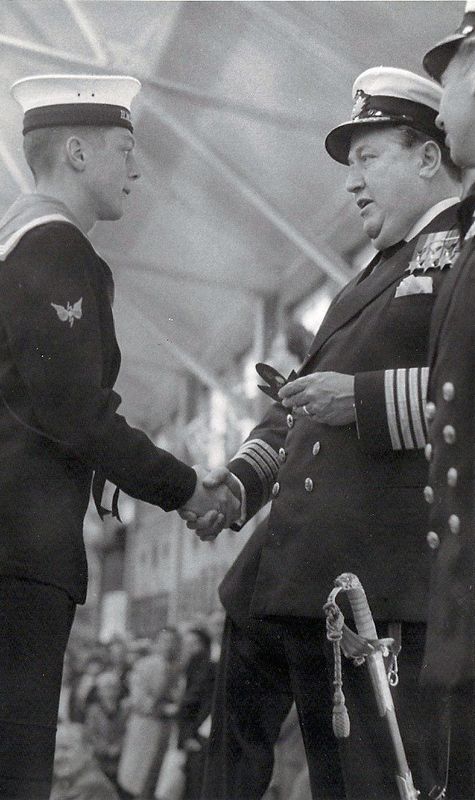 1965, 27TH SEPTEMBER - PETE CLEMENTS, PRESENTED WITH JI BADGE BY CAPT. WATSON.jpg