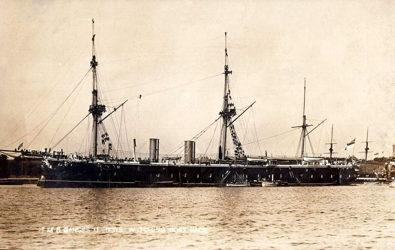 UNDATED - HMS GANGES II, BOYS WATCHING A BOAT RACE..jpg