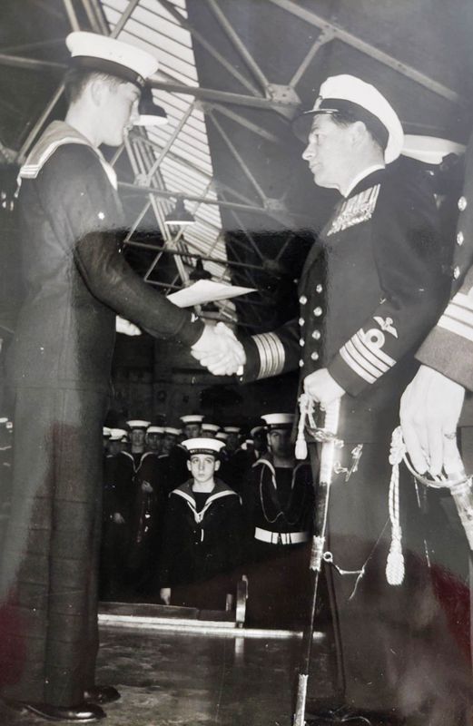 1964, 4TH MAY - KEITH TOWLE, 03., RECEIVING THE DUKE OF EDINBURGH'S SILVER AWARD FROM CAPT. PLACE V.C..jpg